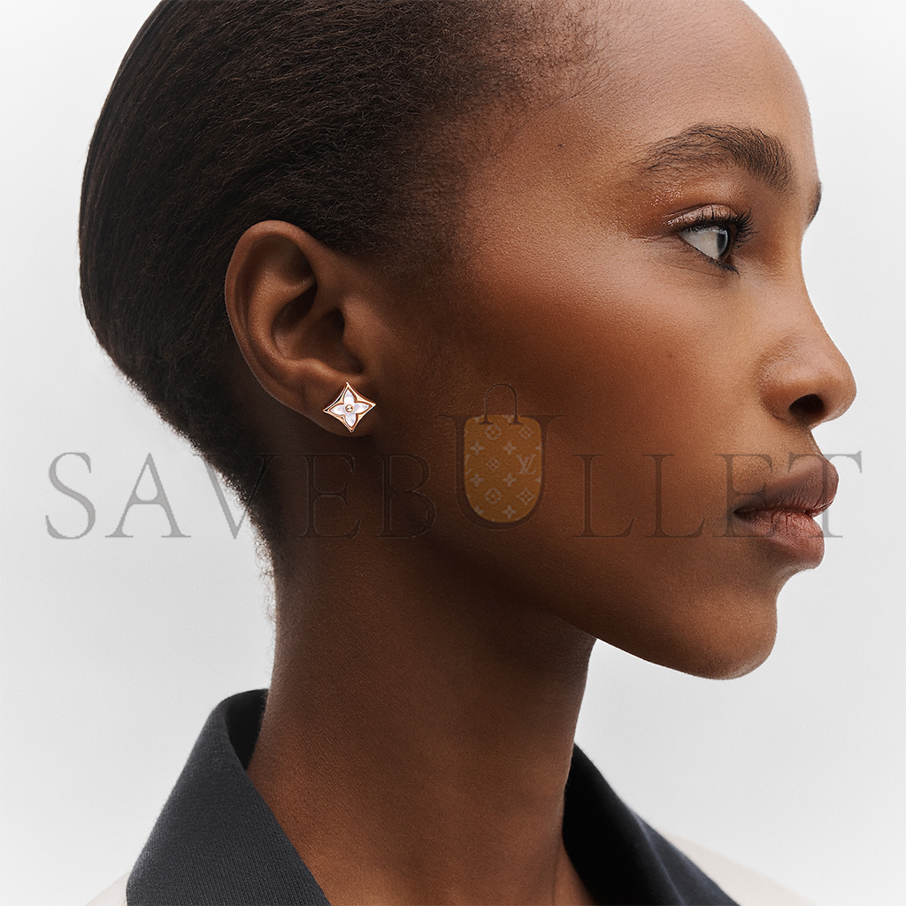 l**is V*t*n colour blossom star ear stud, pink gold and white mother-of-pearl - per unit q96426